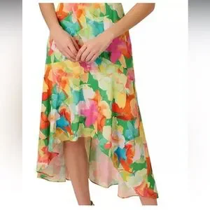knee length dresses for ladies Blue Multi Off Shoulder Watercolor Floral Jacquard Ankle Dress main image 0
